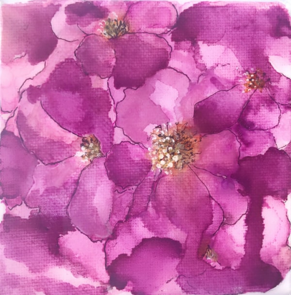 Purple Mini alcohol ink painting by Ashley Verrill
