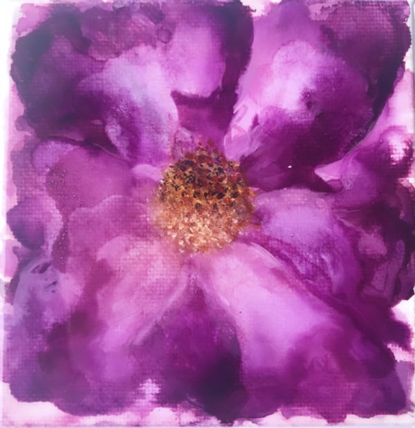 Purple mini alcohol ink painting by Ashley Verrill