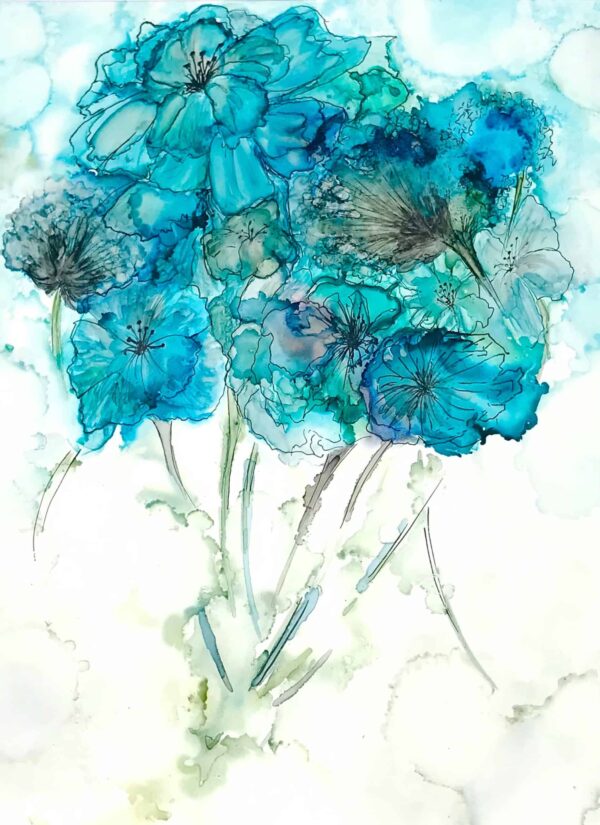 Wildflower alcohol ink painting by Ashley Verrill
